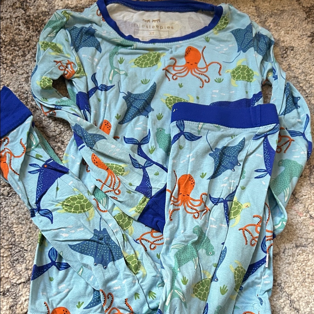 Little Sleepies Blue and Orange Kids Pajama Set